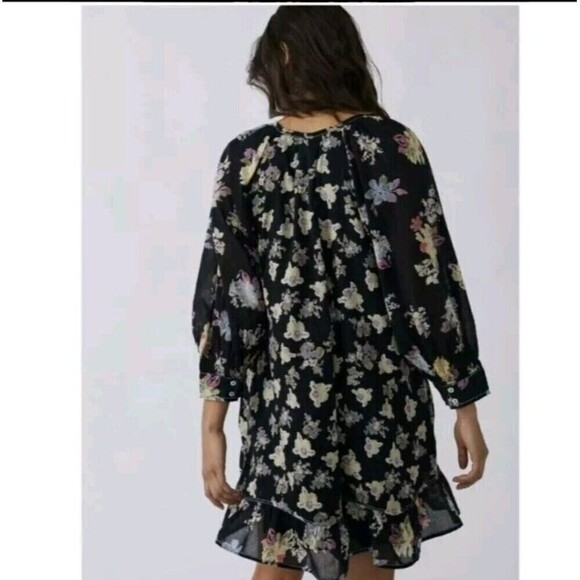 Free People Camella Mini Dress Floral Printed Cotton Ruffle Ruched Sz XS Boho - Picture 2 of 9